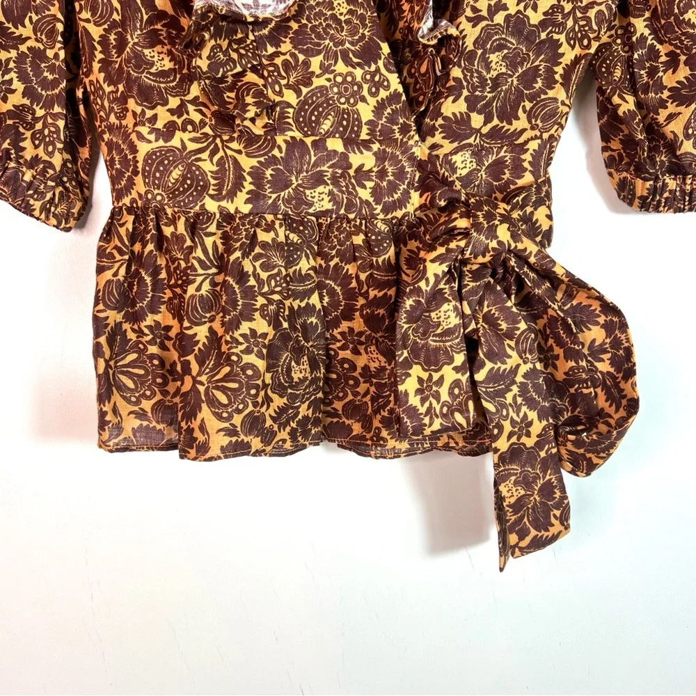 NWOT Christy Lynn Stephanie Wrap Top Sienna Linen Size Medium - Picture 8 of 16